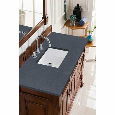 James Martin Vanities Brookfield 48in Single Vanity, Warm Cherry w/ 3 CM Charcoal Soapstone Quartz Top 147-114-5286-3CSP